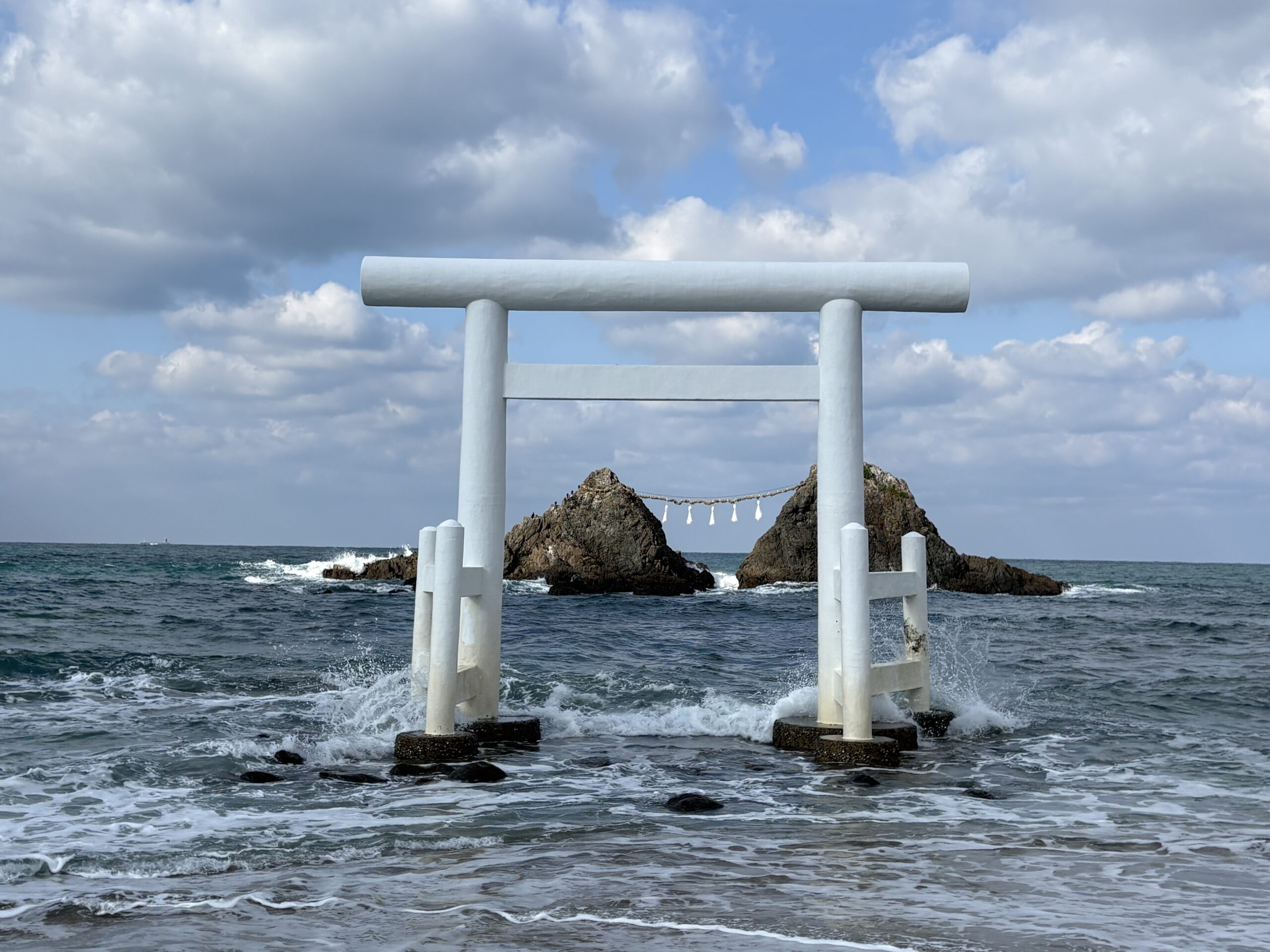 Itoshima Futago Iwa twin rocks sea horizon wide view Itoshima coast Fukuoka blue sky ocean