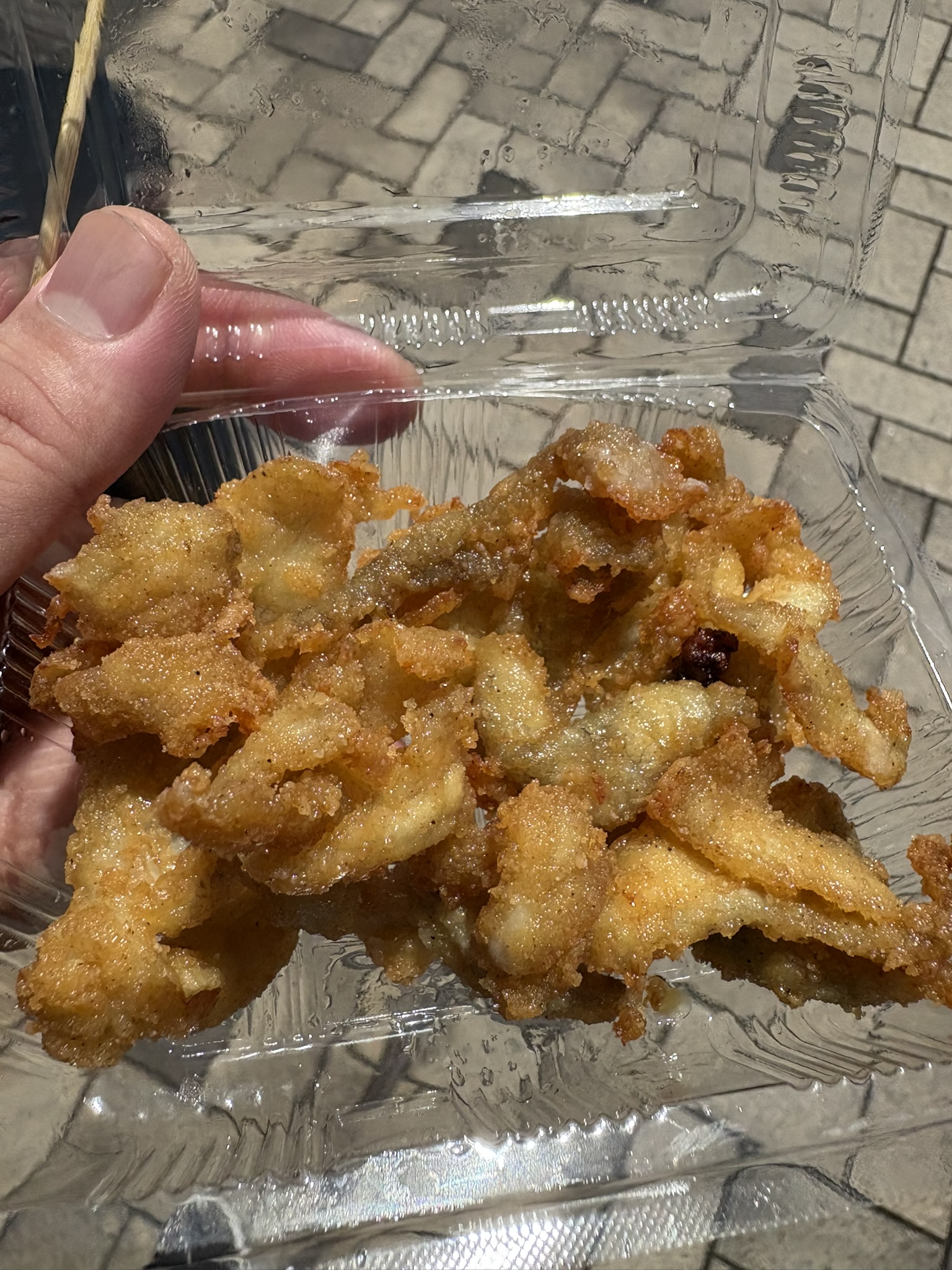 唐戸市場で買った魚のから揚げ
