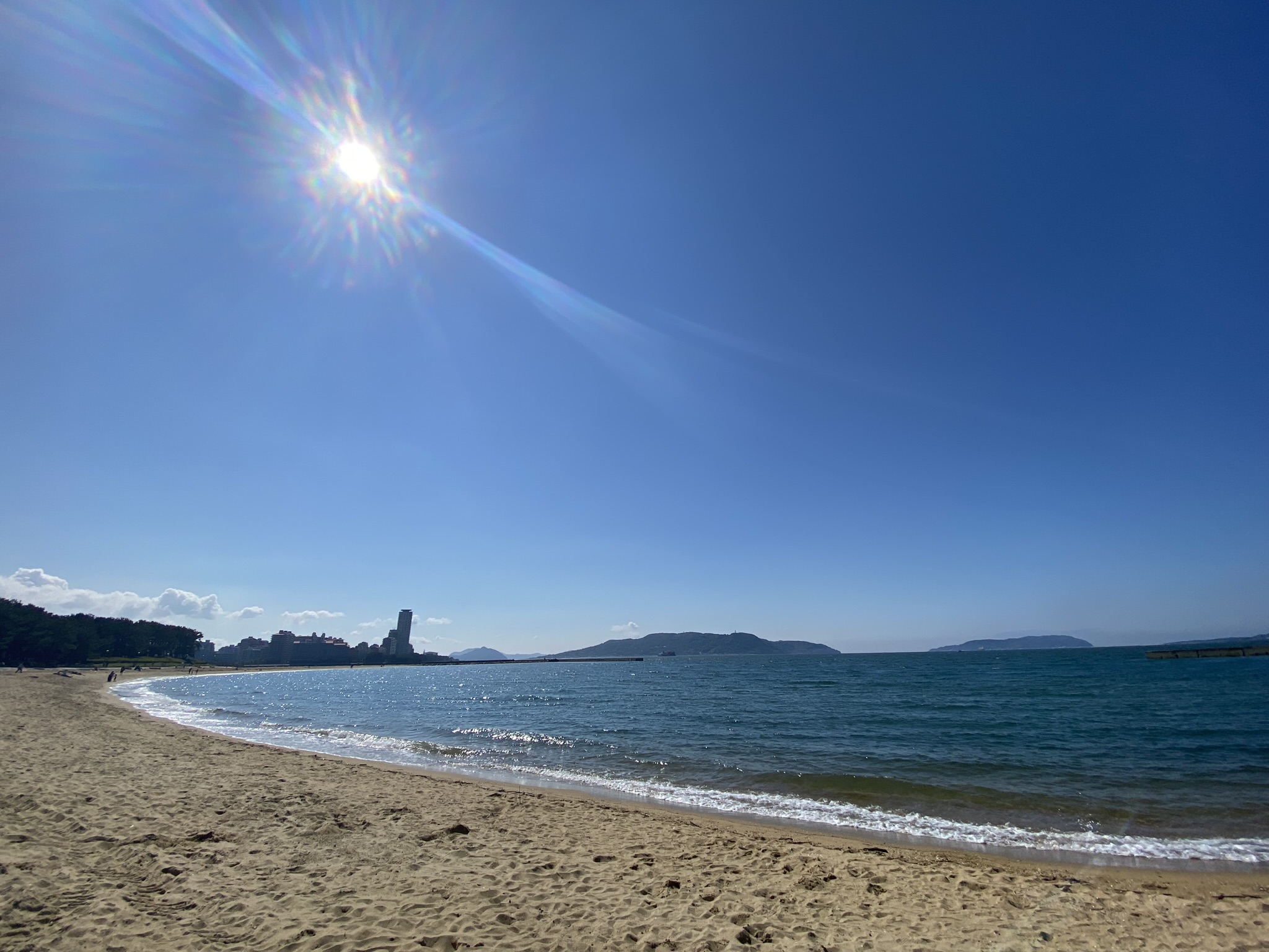Momochihama sandy beach with blue sky in Fukuoka
