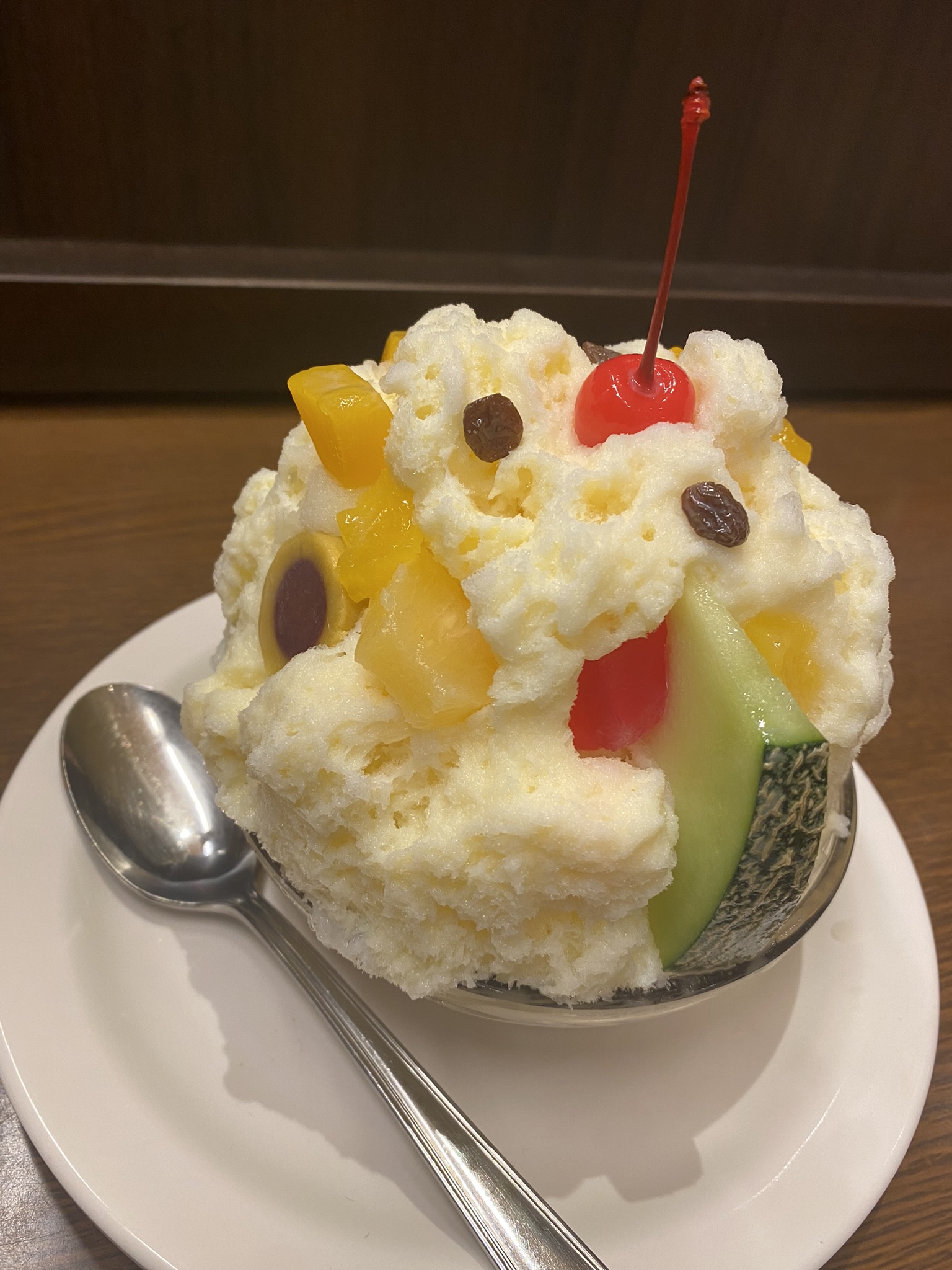 Mujyaki Shirokuma table set all items menu display Kagoshima Tenmonkan dessert shop