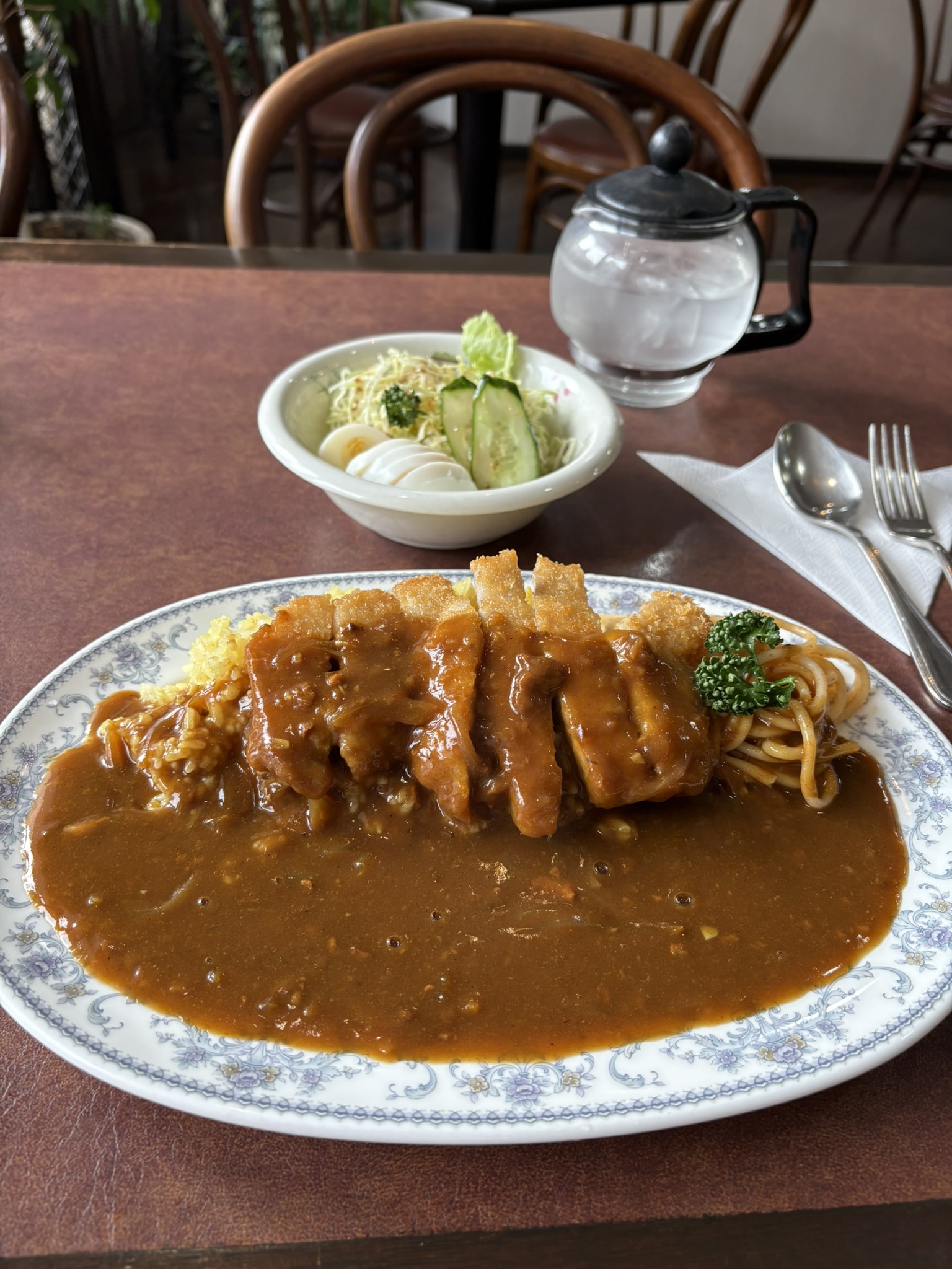 Nagasaki Boheme Toruko Rice close up spaghetti napolitan pork tonkatsu sauce plate