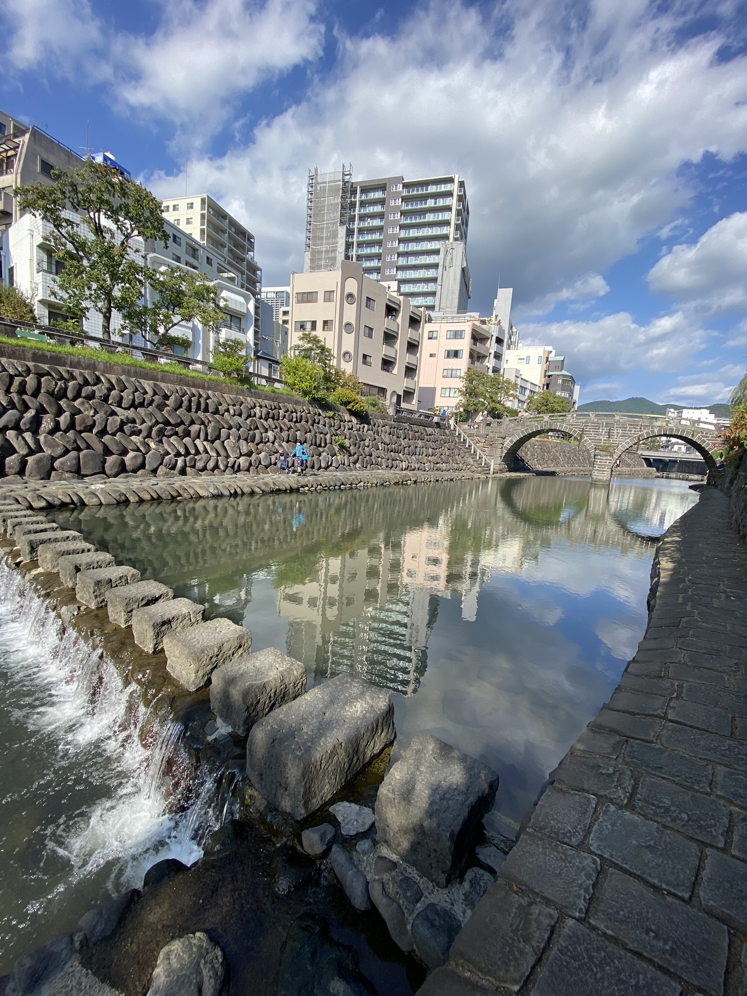 Nagasaki harbor morning view ferry port blue sky calm water ships